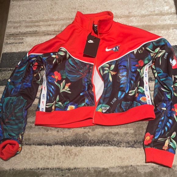 Nike Jackets \u0026 Coats | Red Floral Patterned Jacket by Nike | Color: Red | Size: S | Pm-98137239's Closet